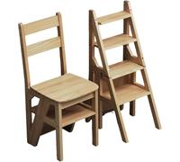 Chaise échelle en bois, chaise de bibliothèque convertible 2 en 1, multifonction à 4 niveaux, design compact, peu encombrant, idéal pour la maison et le bureau