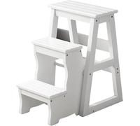 Chaise échelle pliante à 3 marches - Tabouret portable en bois massif, banc à changement de chaussures, marchepied convertible et présentoir pour la maison, le bureau, la cuisine (couleur : B)