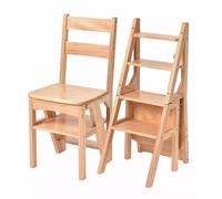 Chaise échelle pliante à 4 niveaux en bois massif - Échelle portable à 4 marches pour bibliothèque, repose-pieds, étagère à fleurs ; marchepied multifonction pour la maison, le bureau, la cuisine, la