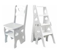 Chaise échelle pliante en bois - escabeau 3 en 1 à 4 marches - Étagère échelle portable légère et support de présentation