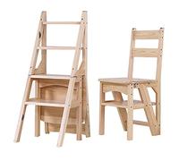 Chaise échelle pliante en bois massif - Échelle de bibliothèque portable à 4 marches convertible et support de présentation pour adultes, idéale pour la maison, le bureau, la cuisine et une