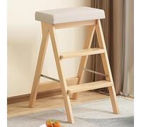 Chaise Échelle Pliante en Bois, Tabouret Pliant Convertible, Présentoir, Échelle De Bibliothèque Portable À 4 Marches pour Adultes, Bureau, Maison, Cuisine, Extérieur-Log+Gray