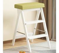 Chaise Échelle Pliante en Bois, Tabouret Pliant Convertible, Présentoir, Échelle De Bibliothèque Portable À 4 Marches pour Adultes, Bureau, Maison, Cuisine, Extérieur-White+Green