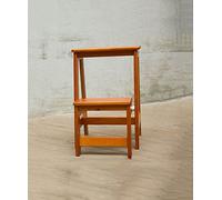 Chaise échelle pliante multifonction en bois massif - Marchepied polyvalent pour la maison et la bibliothèque - Marron - Design compact, dimensions : 29 x 48 x 55 cm, meuble peu encombrant