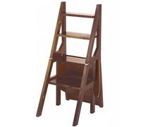 Chaise échelle pliante multifonctionnelle - Design robuste en bois massif pour un usage domestique, convertit entre escabeau, tabouret et étagère pour économiser de l'espace