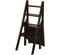 Chaise échelle pliante multifonctionnelle - Design robuste en bois massif pour un usage domestique, convertit entre escabeau, tabouret et étagère pour économiser de l'espace