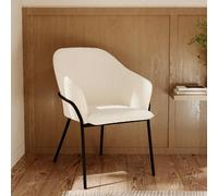 Chaise effet laine bouclette blanche et pieds en métal - toscane