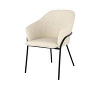 Chaise effet laine bouclette blanche et pieds en métal - Toscane - Rendez-Vous Déco