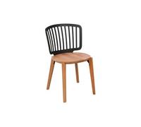 Chaise Eira Design Scandinave - Dossier Résine Noir, Assise Bois - Pieds Bois Naturel