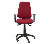 Chaise Elche Asynchrone Tissu Bordeaux Structure polyamide noire Accoudoir 1D Sans appui-tête Roulettes pour moquette