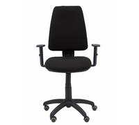Chaise Elche Contact permament de base Tissu Noir Structure polyamide noire Accoudoir 1D Sans appui-tête Roulettes pour moquette