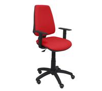 Chaise Elche Contact permament de base Tissu Rouge Structure polyamide noire Accoudoir 1D Sans appui-tête Roulettes pour moquette