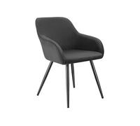 Chaise élégante en velours côtelé forme ergonomique anthracite/noir