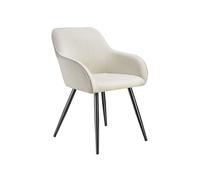 Chaise élégante en velours côtelé forme ergonomique crème/noir