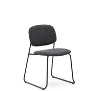 Chaise empilable Meli en chenille grise et pieds en métal gris FSC Mix Credit