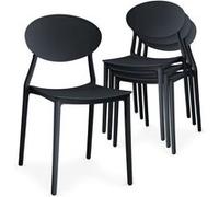 Menzzo Lot de 4 chaises empilables Balagan Noir