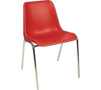 Chaise empilable rouge tube d'acier chromé sans accoudoirs