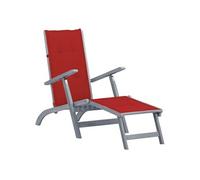 vidaXL Chaise de terrasse avec repose-pied et coussin Acacia solide