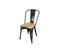 Chaise en Acier Noir avec Assise en Bois x 4 Bolero Bistro