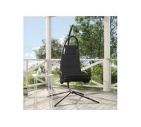 vidaXL Chaise balançoire jardin 362729 – acier H. 195 cm non-pliable coussin gris foncé tissu Oxford