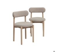 Chaise en bois de hêtre clair et tissu Aline (lot de 2)