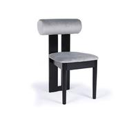 Chaise en bois et velours gris H. 79 cm