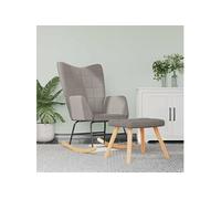 Chaise à Bascule avec Tabouret Siège de Relaxation Fauteuil de Salon Salle de Séjour Siège de Salon Maison Intérieur Taupe Tissu 328027