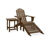 Sapin Chaise de Jardin Adirondack avec Pouf et Table Marron Fauteuil vidaXL