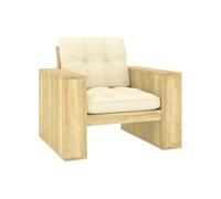 Tuinstoel met crÃmekleurige kussens geÃ¯mpregneerd grenenhout3065743