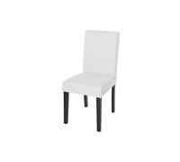Chaise de salle à manger Littau similicuir blanc mat pieds foncés