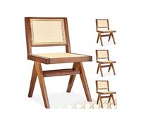 Lot 4 chaises en bois avec cannage viennois design boho chêne foncé