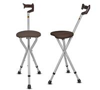 Chaise en canne pour personnes âgées, canne à siège pliant, tabouret de canne pour personnes âgées, béquilles multifonctions, chaise pliante, tabouret de chaise en canne, réglage de la hauteur à cinq