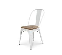 Chaise interieur empilable non pliable en bois H. 83 cm blanc