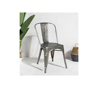 KOSMI - Chaise en métal Brut Style Industriel Factory en métal Brut Aspect galvanisé galva Métal-clair