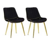 Chaise en métal et tissu Paris (Lot de 2) noir et doré