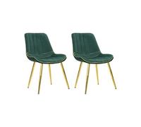 Chaise en métal et tissu Paris (Lot de 2) vert et doré