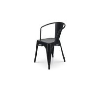 Chaise en métal noir mat style Industriel - Fauteuil industriel avec accoudoirs