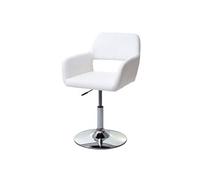 Mendler Chaise de Salle à Manger HWC-A50 III Similicuir Blanc Pied en métal chromé