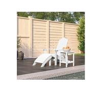 Vidaxl Chaise De Jardin Adirondack Repose-Pied Table Pehd Blanc Blanc