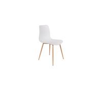Chaise en polypropylène blanc, coque enveloppante, motif écailles, pieds en fer effet bois - White Label, Leon - 49x45x80 cm