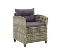 Chaise de jardin avec coussins Résine tressée Gris