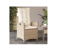 Vidaxl Chaise Inclinable De Jardin Avec Coussins Beige Résine Tressée