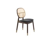 Angel Cerdá - Chaise de Salle à Manger avec Dossier Rond en Rotin | Chaises de Salle à Manger Modernes, Design Minimaliste | 49 x 52 x 87 cm, Pieds en Bois Massif de Frêne Noyer | Confortable