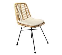 Chaise en rotin naturel tressé avec pieds métal noir - KANDY 2 Meubletmoi