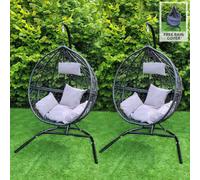 Chaise en rotin pour balançoire suspendue Banc de jardin, patio, extérieur, intérieur, avec coussins
