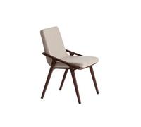 Chaise rembourrée - ANGEL CERDA - Simili cuir et pieds bois de frêne - Gris - L 54 x P 59 x H 80 cm