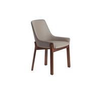 Chaise rembourrée - ANGEL CERDA - Simili cuir et pieds bois de frêne - Gris - L 59 x P 60 x H 80 cm