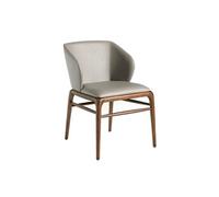 Chaise en simili cuir et bois noyer 4065C, 55 x 60 x 76 cm. -