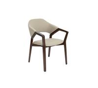 Chaise rembourrée - ANGEL CERDA - Simili cuir et pieds bois de frêne - Gris - L 57 x P 58 x H 80 cm
