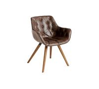 Chaise en simili cuir et bois noyer 4073C, 65 x 46 x 78 cm. -